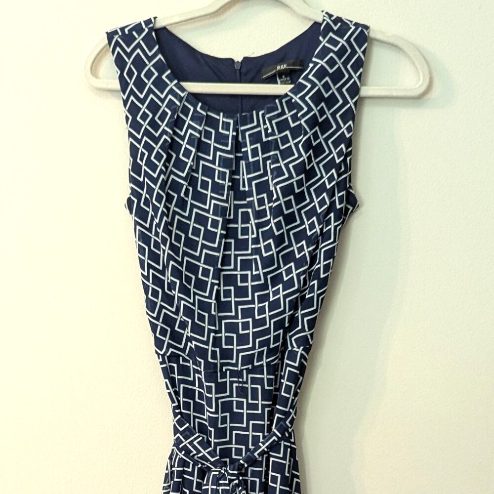 R&K Sleeveless Geometric Square Link Pattern Midi Dress. Size 6